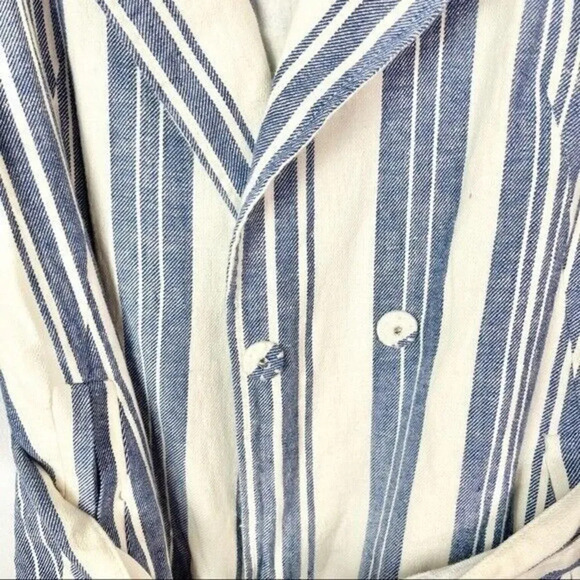 Anthropologie Elevenses North Channel Blue Stripe Linen Coat S - Picture 5 of 7
